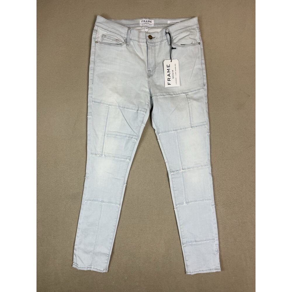 FRAME Jeans Womens 32 Blue Le‎ Skinny de Jeanne Patchwork Mid Rise Stretch Denim